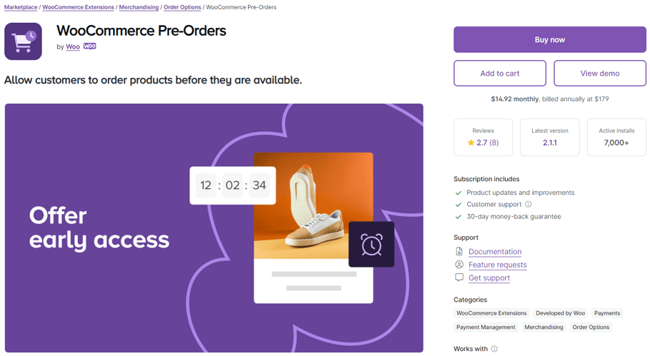 WooCommerce Pre-Orders by WooCommerce