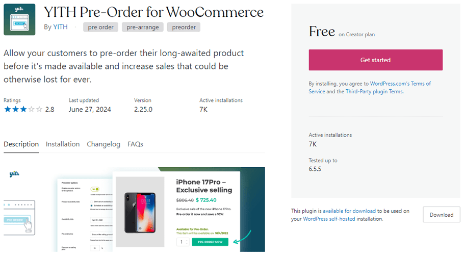 YITH Pre-Order for WooCommerce