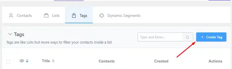 Click on the Create Tag Button