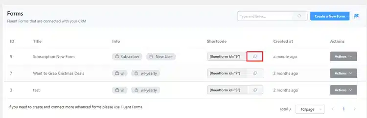 Copy the Shortcode