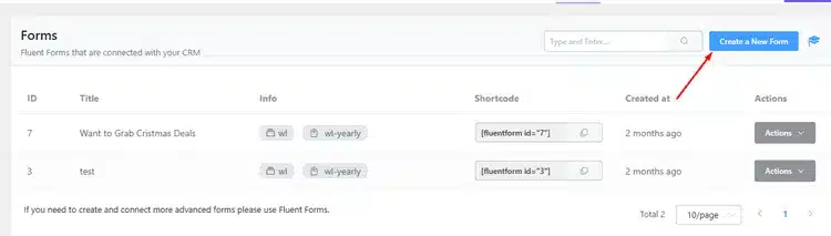 Click on the Create a New Form Button