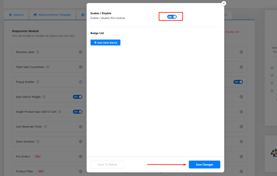 Toggle the switch to activate the feature