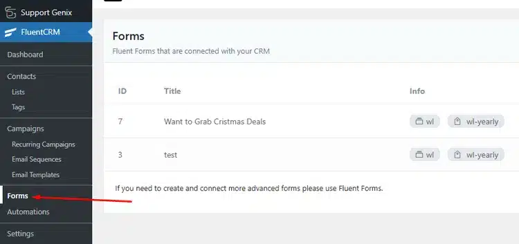 Go to the Forms Option