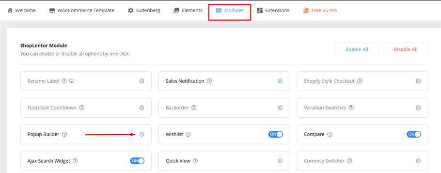 Navigate to the Popup Builder Module