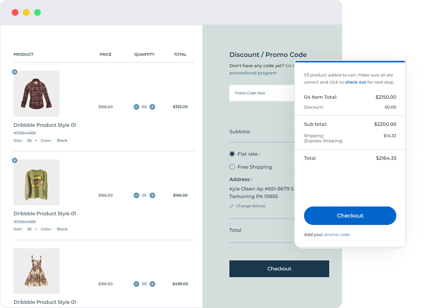 Visual showcasing ShopLentor’s Checkout Page Template, featuring a clean checkout interface with product listings, pricing, discount code input, and a summary box. Accompanying text outlines features such as distraction-free layouts, custom form field management, multi-step or single-page options, and mobile optimization.