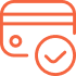 Credit card with checkmark icon - Represents "Crediting Policy" with Last Click attribution