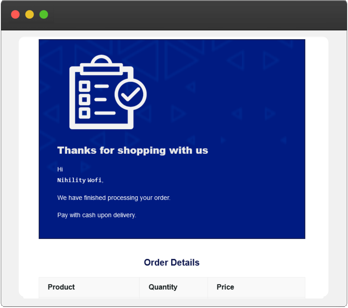Email Completed Order Layout - Email Customizer