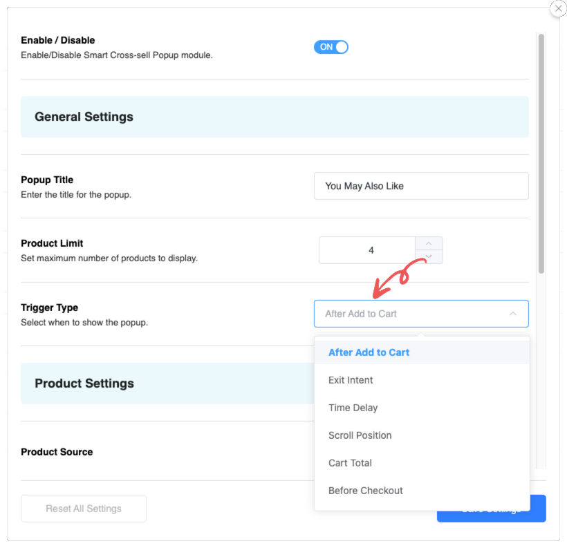 General and Product Settings Image - Smart Cross-sell Popup