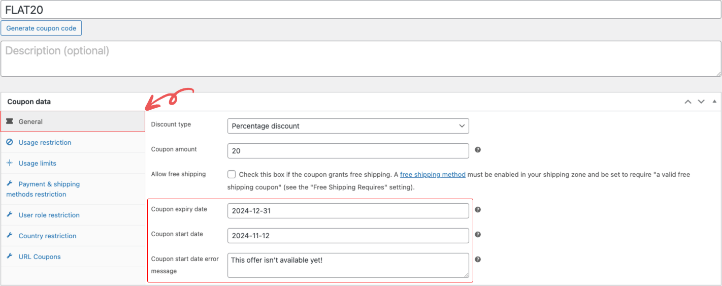 Advanced Coupon General Settings