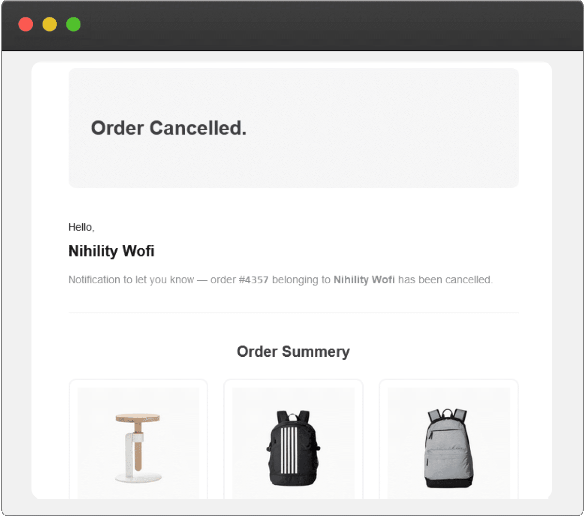 Order Cancelled Layout 3 - Email Customizer