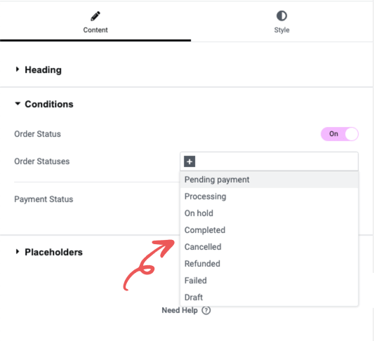 Order Status Conditions Image - Email Customizer