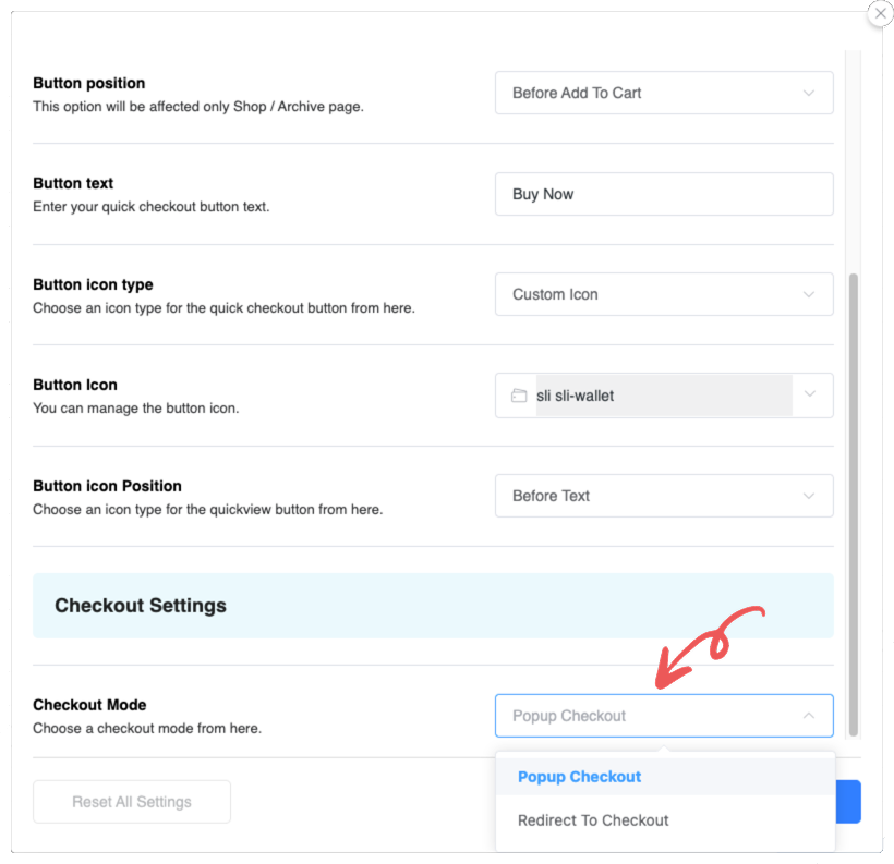 Checkout Setting - Quick Checkout