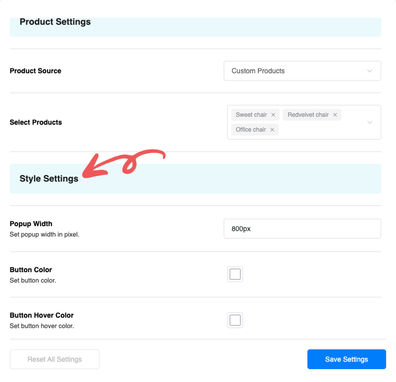 Style Settings Image - Smart Cross-sell Popup