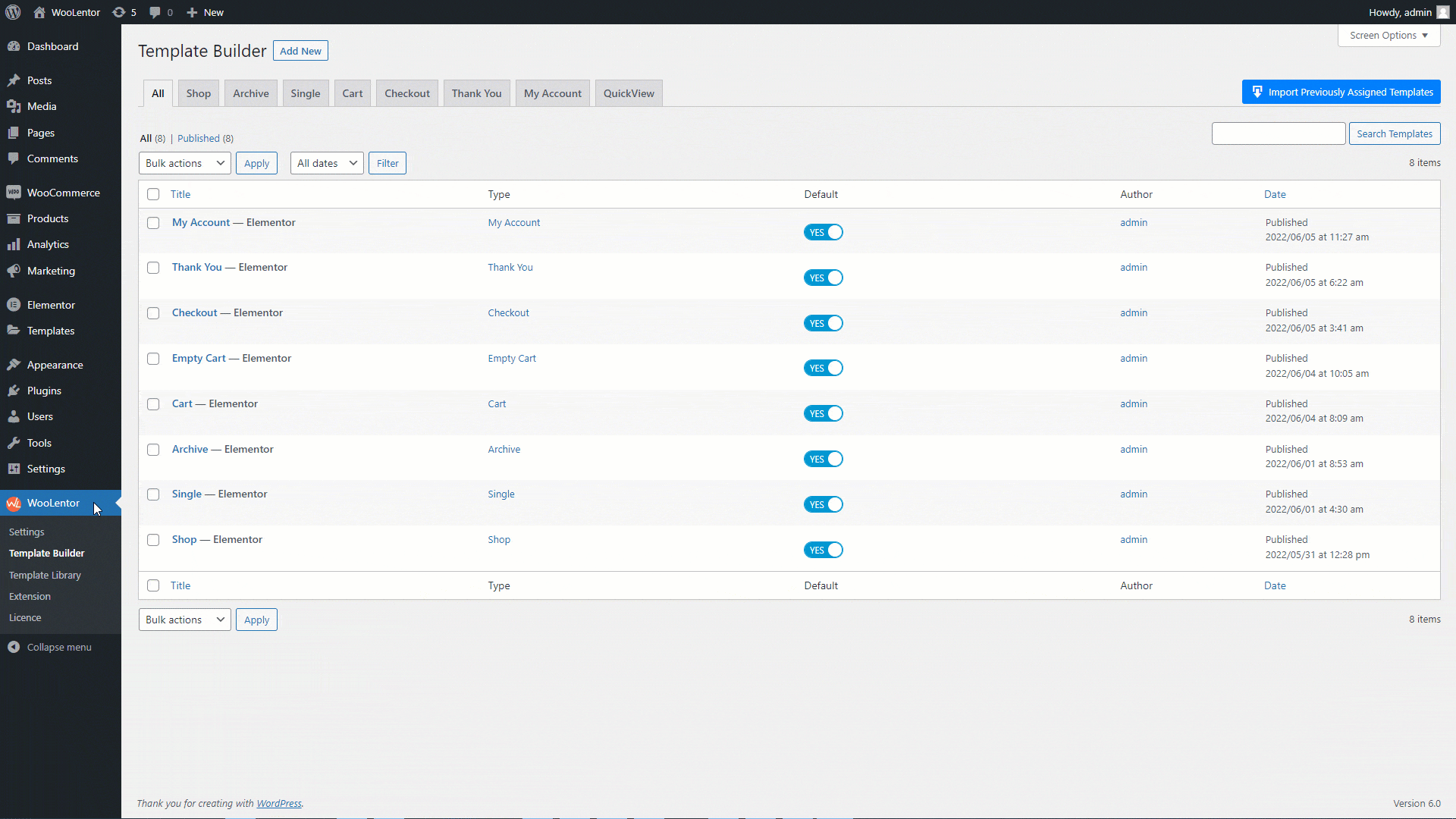 My Account Login page Template