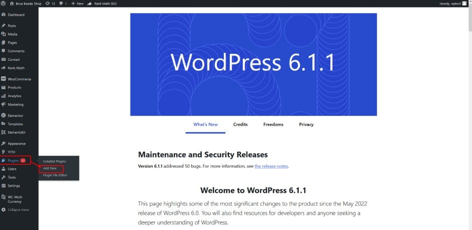 Go to WordPress Dashboard > Plugins > Add New