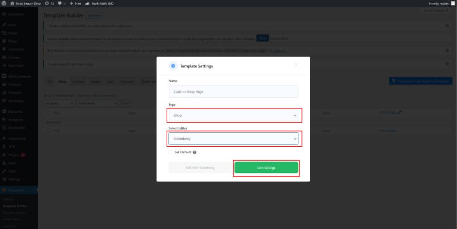 Edit the Template with Gutenberg