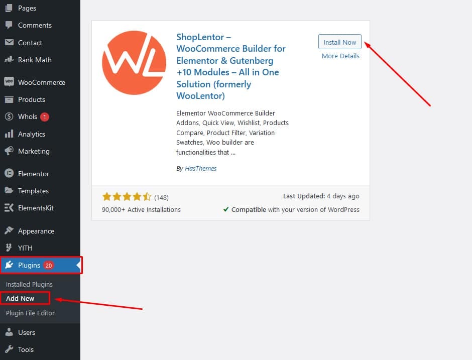 Install ShopLentor Plugin