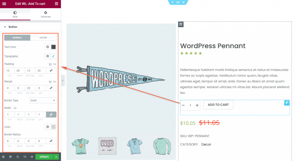 Woolentor add to cart widgets