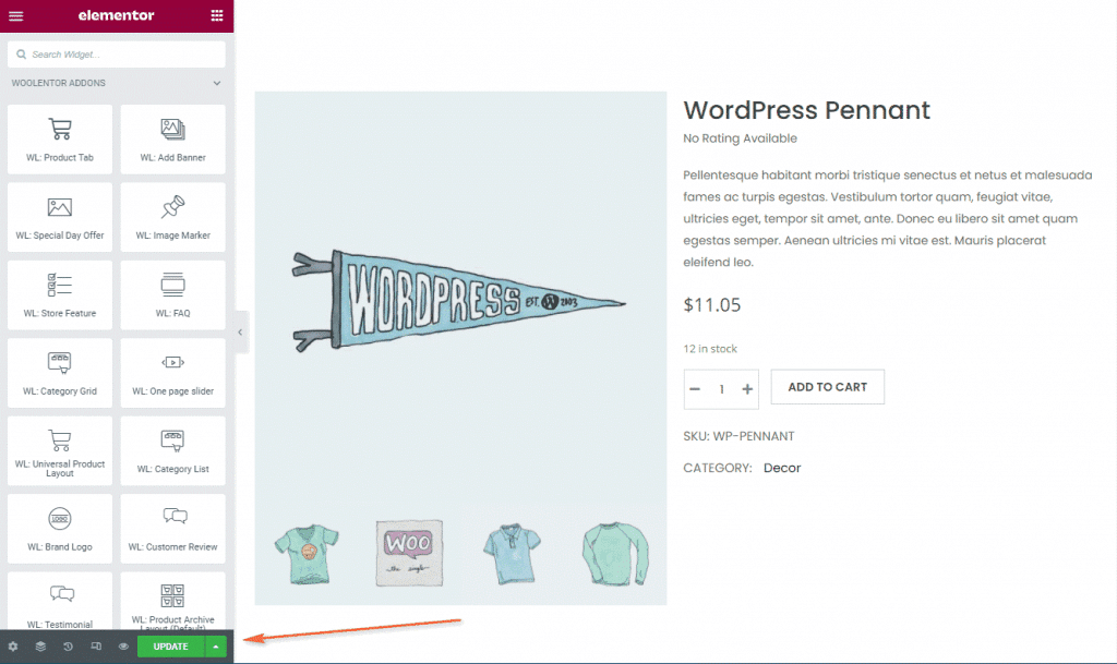 WooLentor customizations option