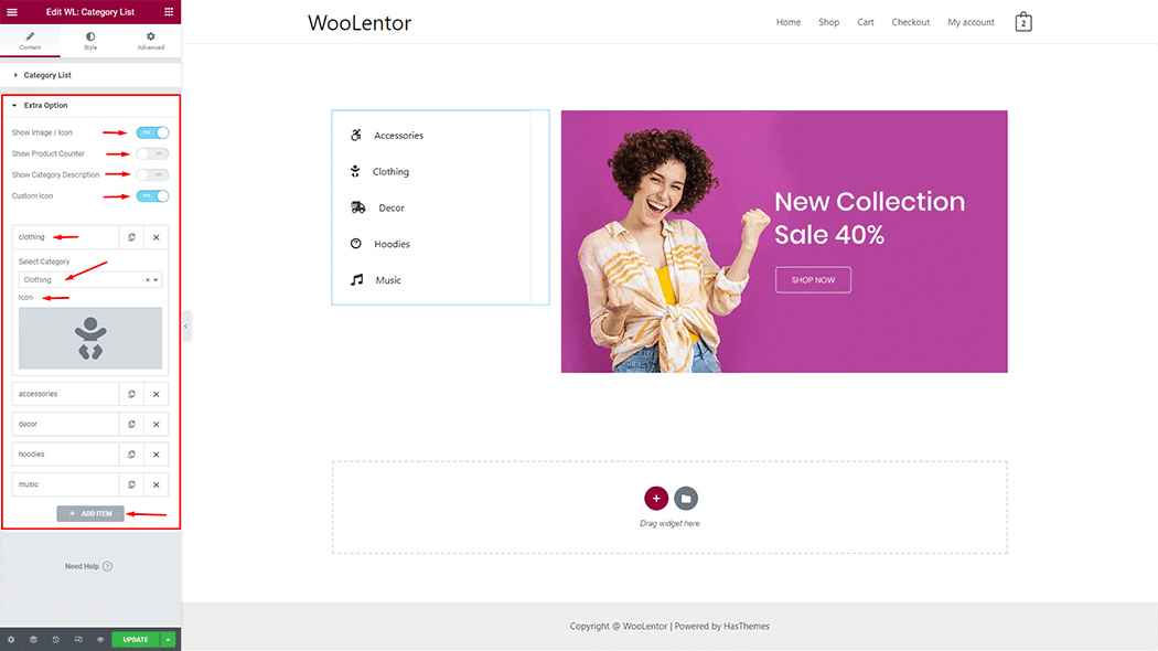 WooLentor Category List Widget