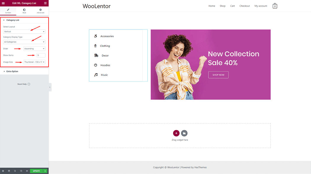 WooLentor Category List Widget