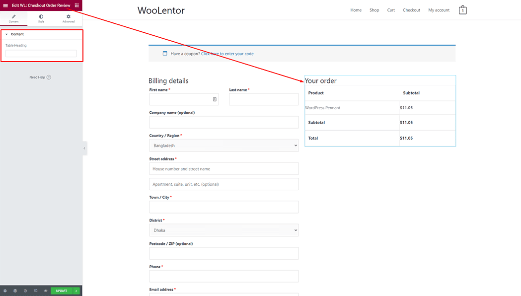 WooLentor Checkout Page Template