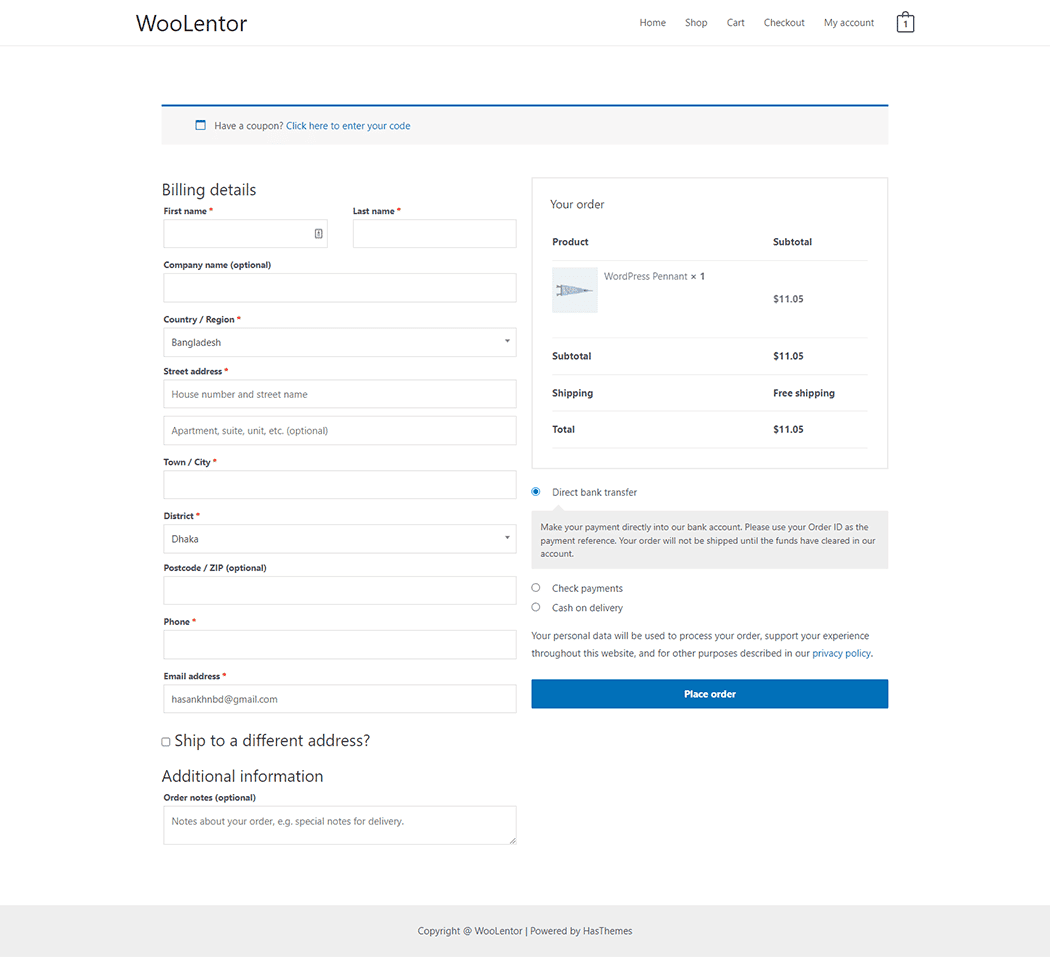 WooLentor Checkout Page Template