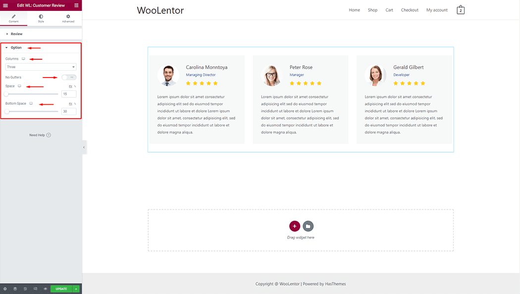 WooLentor Customer Review Widget