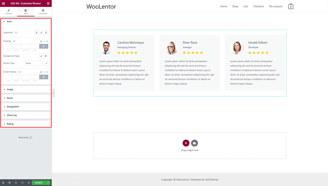 WooLentor Customer Review Widget