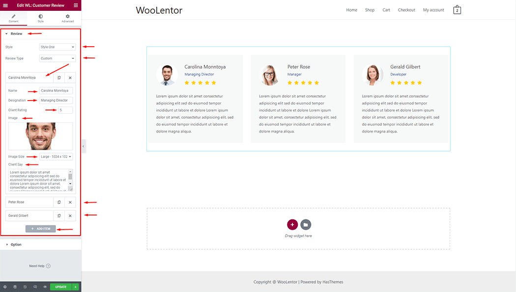 WooLentor Customer Review Widget