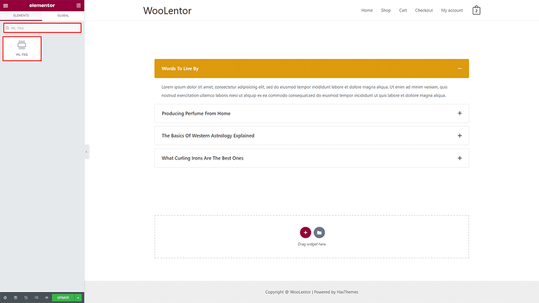 WooLentor Faq Widget