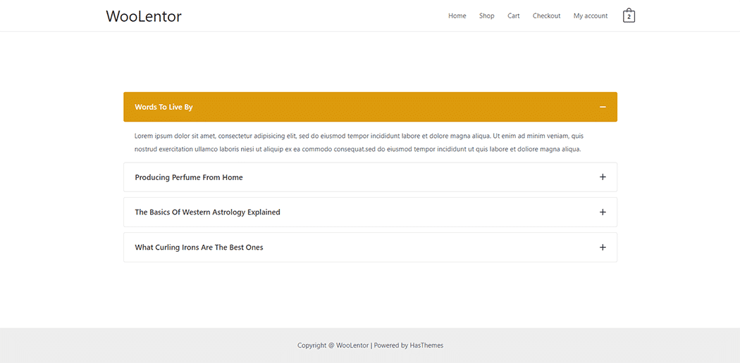WooLentor Faq Widget