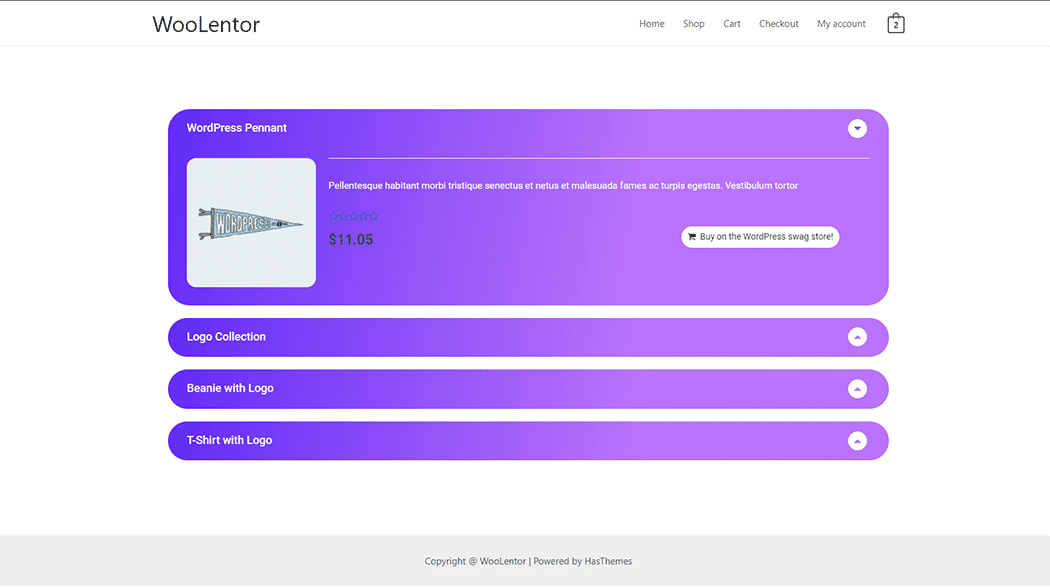 WooLentor Product Accordion Widget