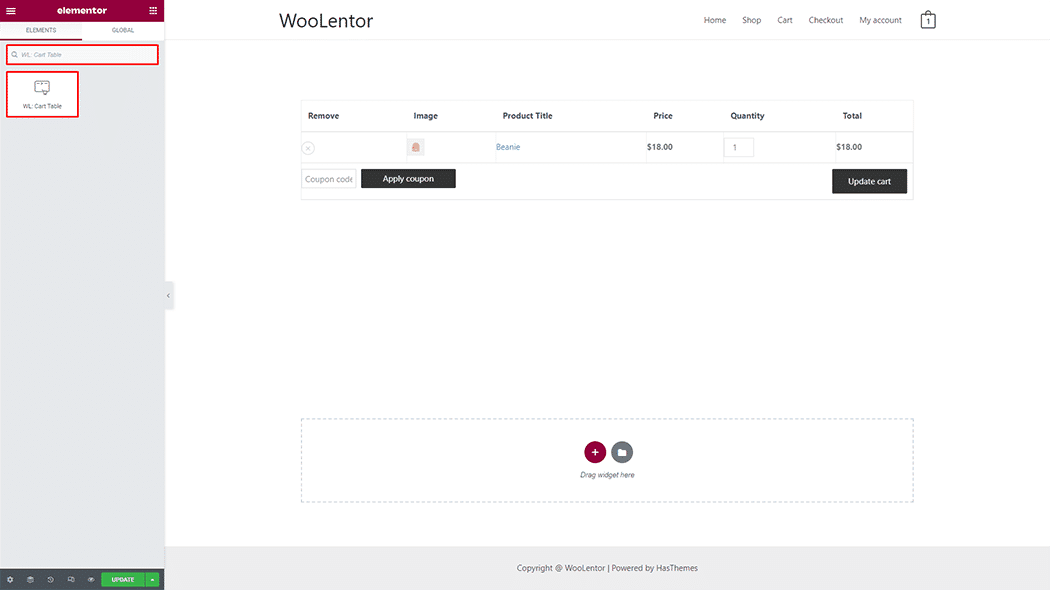 WooLentor Product Cart Table Widget