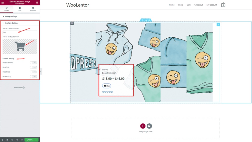WooLentor Product Image Accordion Widget