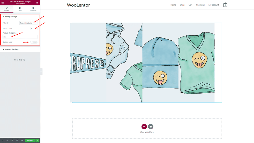 WooLentor Product Image Accordion Widget