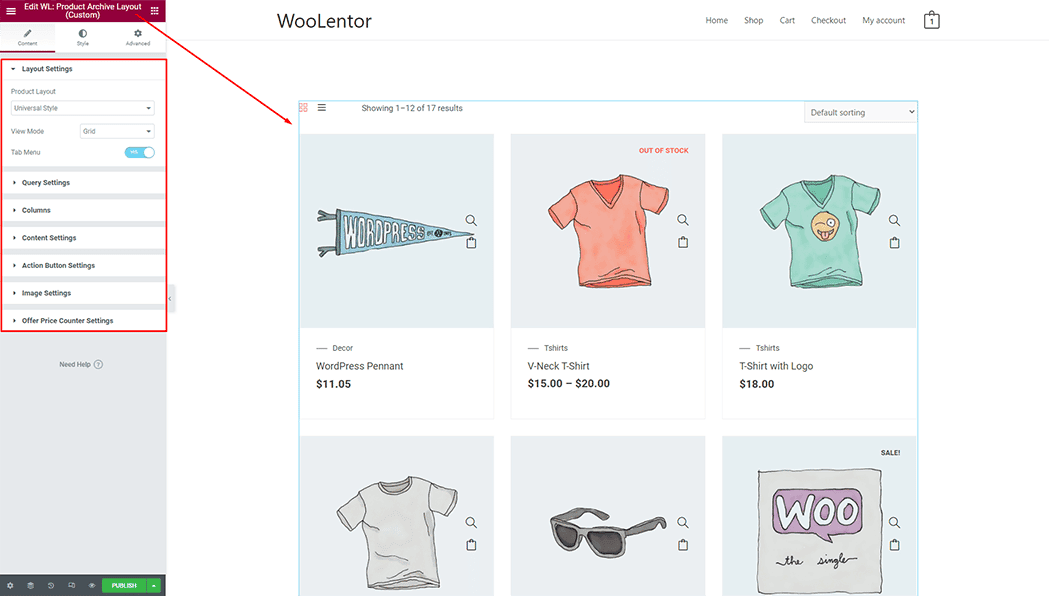 WooLentor Product Shop Page Template