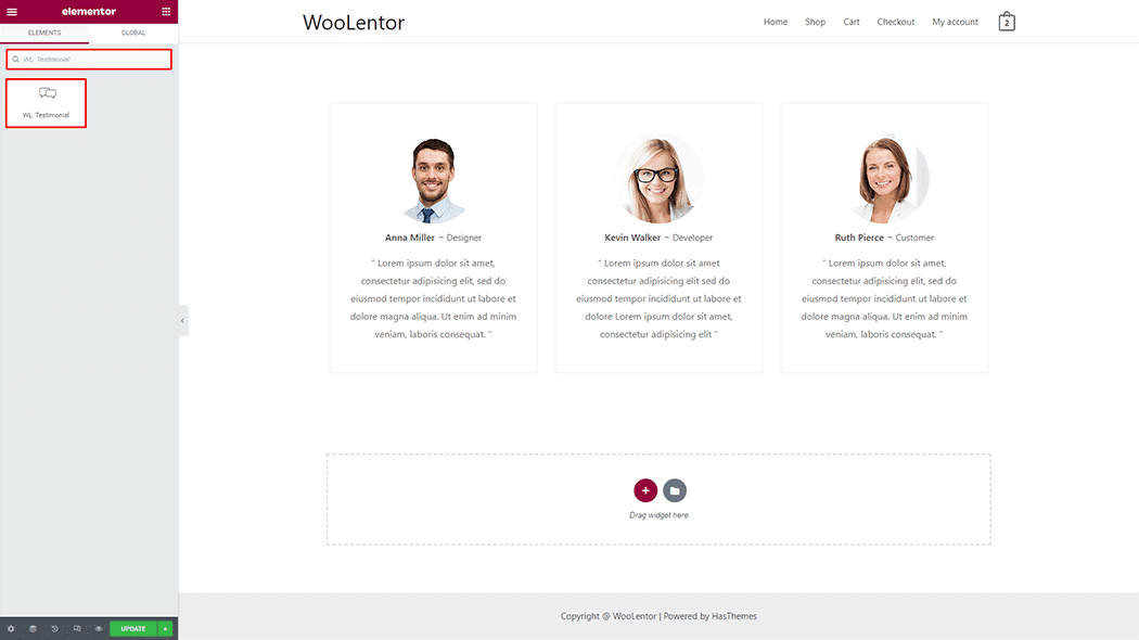 WooLentor Testimonial Widget