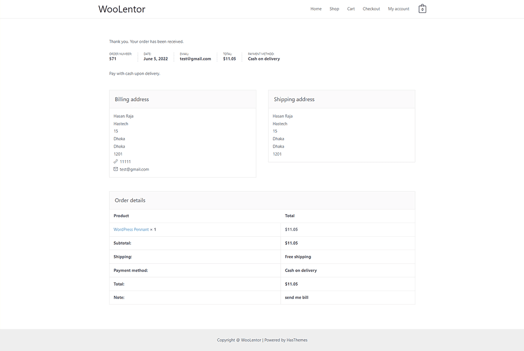WooLentor Thank You Page Template
