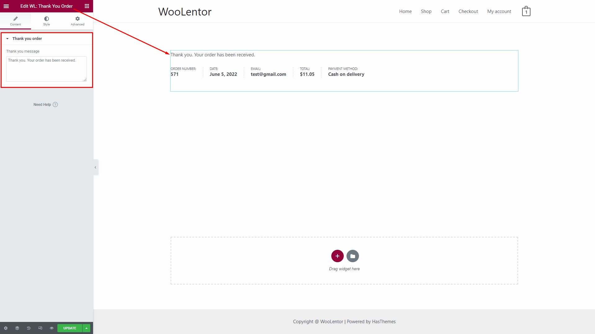 WooLentor Thank You Page Template