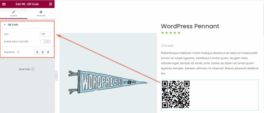 Woolentor QR Code widget